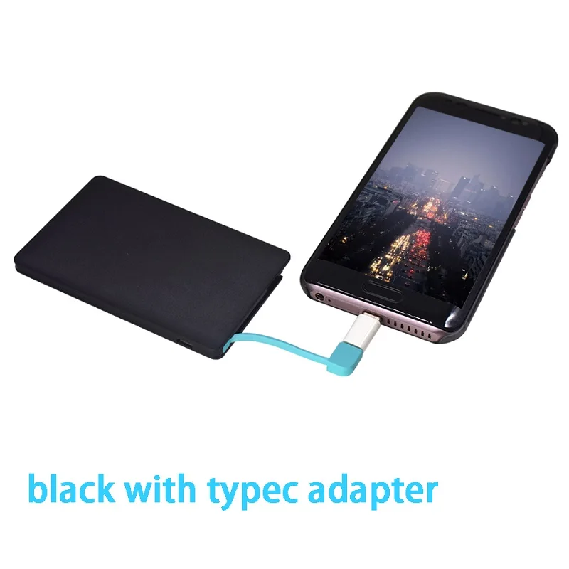 black w t adapter Ультра тонкий 3000 мАч портативный внешний аккумулятор зарядное устройство резервный внешний аккумулятор Мобильный Внешний аккумулятор для xiaomi - Цвет: black w t adapter
