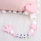 1 шт., цепочка для соски, для кормления ребенка, с акриловыми буквами, без BPA