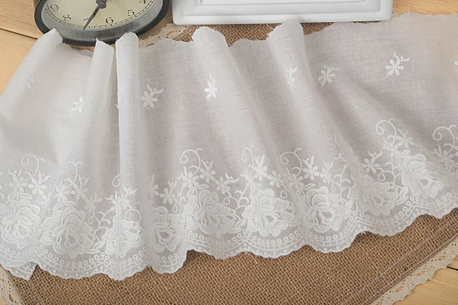 Кружевная хлопковая ткань, 17 см, для рукоделия, аксессуары для одежды, 100% хлопок, вышитая кружевная ткань, женская одежда