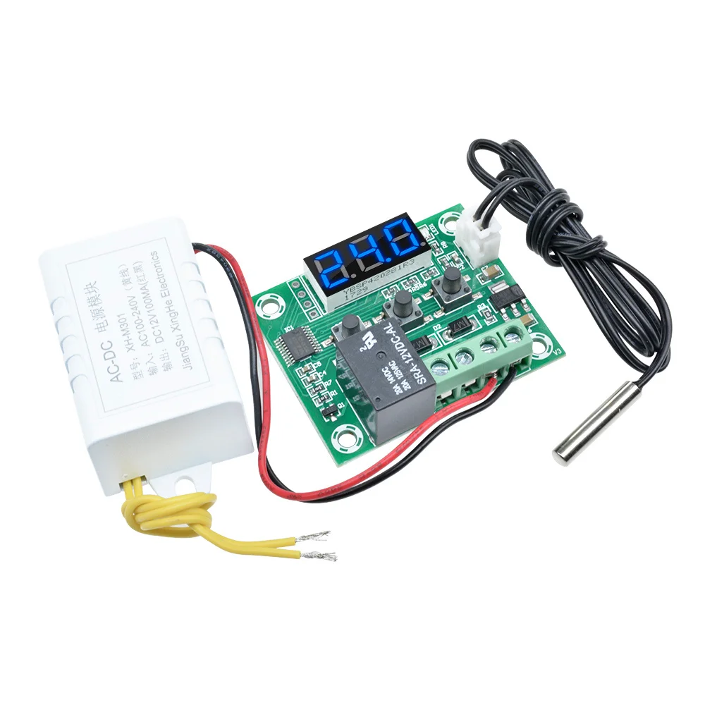 AC 110V-220V Blue W1209 светодиодный цифровой термостат контроль температуры термометр термо контроль Лер модуль переключателя DC 5 в 12 В 24 В AC 110 В-220 В NTC - Цвет: AC 110V-220V Blue