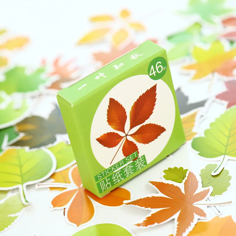 46PC/Pack Cute Leaf Scrapbooking Stickers Diary DIY Decorative Seal Paste Embellishments Creative Material Craft Paper | Дом и сад
