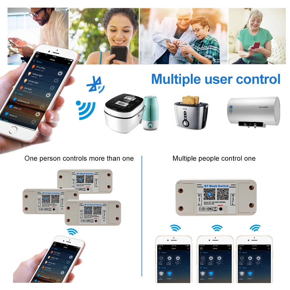 Wifi умный переключатель DIY Беспроводной Bluetooth пульт дистанционного управления интеллектуальное реле для домашней автоматизации модуль управления работа с приложением для смартфона
