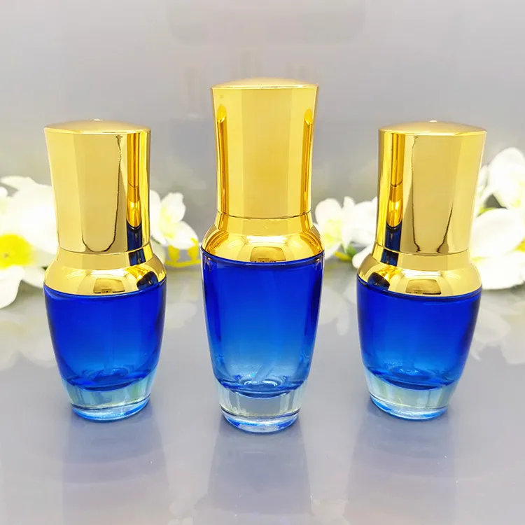 20 шт. элегантная голубая стеклянная банка для крема с золотым колпачком бутылка