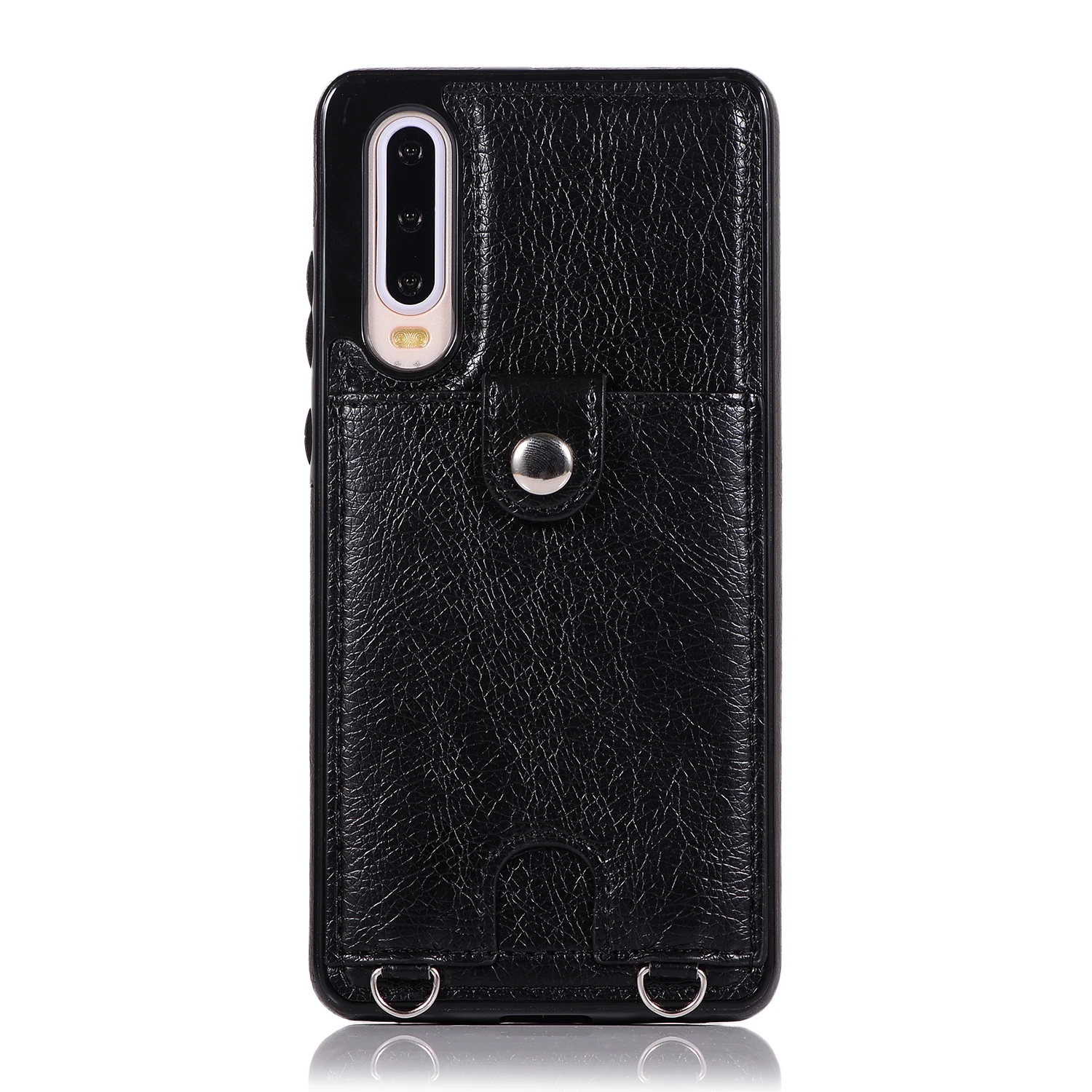 Haissky/Винтажный чехол-накладка из искусственной кожи для huawei P30 Pro P30 Lite, чехол-кошелек с отделением для карт для huawei mate 20 Pro 20 Lite, чехол с ремешком - Цвет: Black