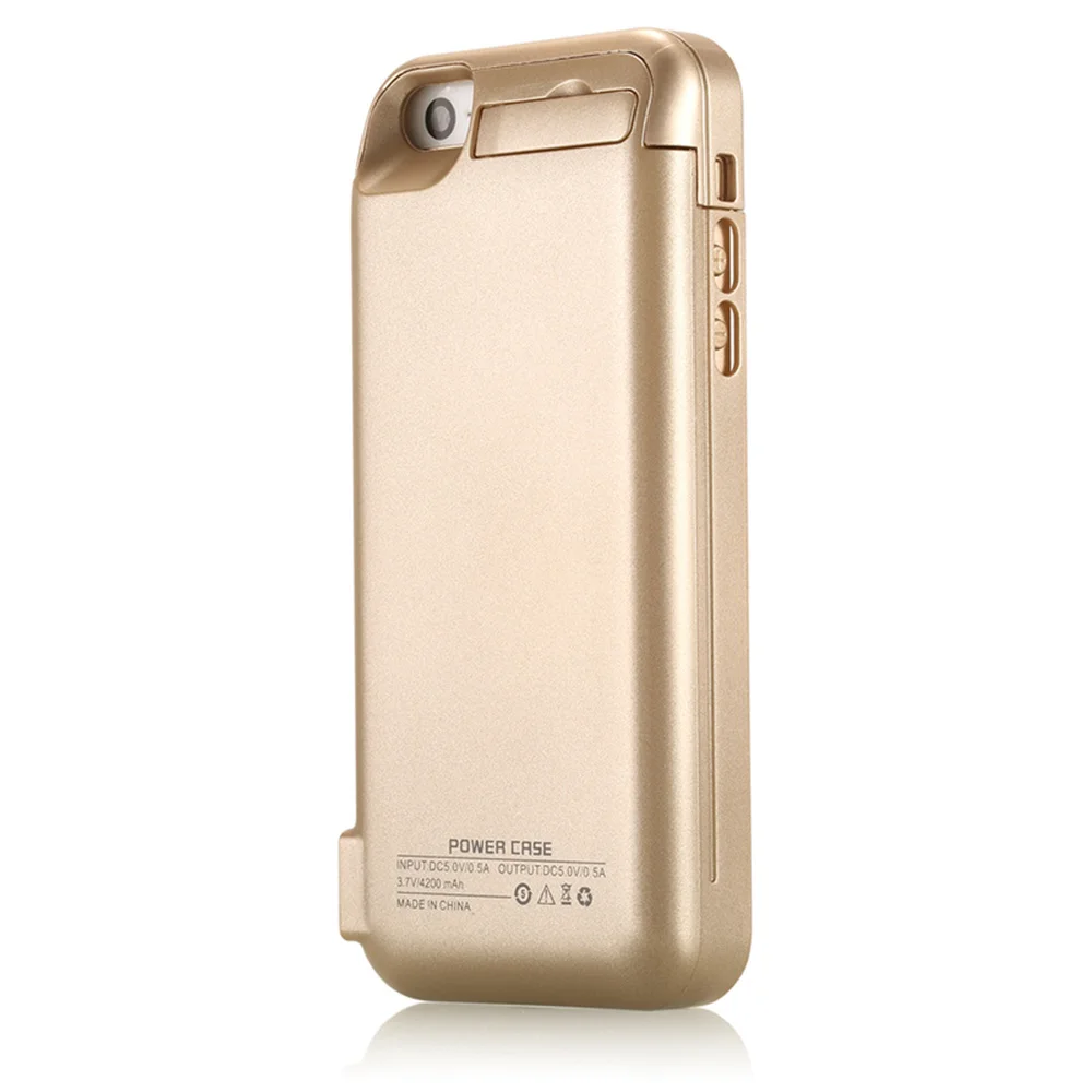 Gold NTSPACE 4200 мАч портативный внешний аккумулятор чехол для iPhone 5 Внешний аккумулятор зарядное устройство чехол для iPhone 5S, se чехол для аккумулятора - Цвет: Gold