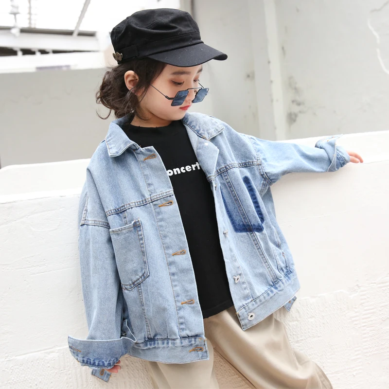 Girls casual loose cardigan jacket denim 2019 spring new Korean children's shirts foreign tide | Детская одежда и обувь