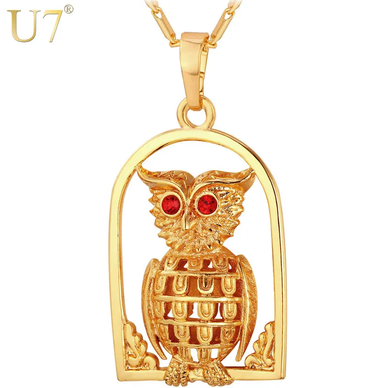 

U7 Vintage Owl Necklace Women Jewelry Gold/Silver Color Fashion Jewelry Owl Pendant Wholesale P634