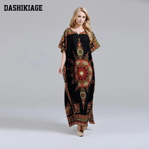 Новое поступление, женское платье Дашики из 100% хлопка с Африканским принтом, потрясающее элегантное Африканское женское платье