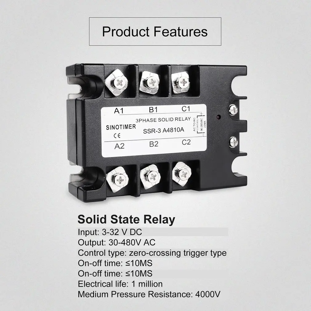 Твердотельное реле DC AC SSR 3D4810A 25A 40A 60A 80A 100A 3 32VDC до 30 480VAC ток нагрузки трехфазный для
