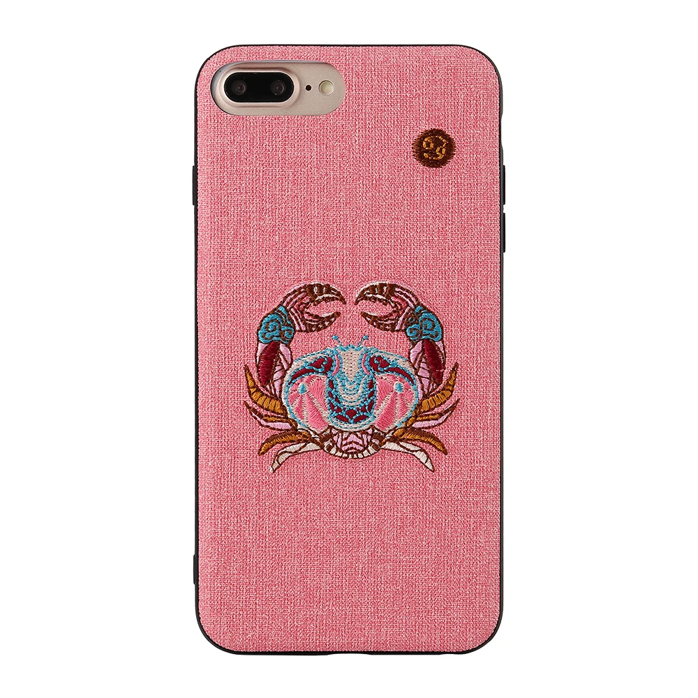 Embroidered Phone Case For iPhone 6 6s 7 8 Plus X Cute Girl Cattle Sheep Tiger Animal Embroiderd TPU+PC Cover Fundas Coque |