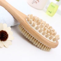 35cm 2 in 1 long handle wooden spa shower brush bath body massage brushes sided natural bristles scrubber