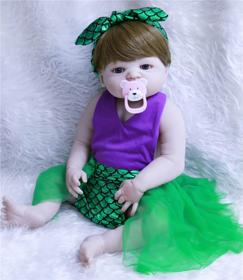 

Reborn baby toy dolls 22" full body silicone reborn baby girl dolls can enter water bebe alive reborn bonecas fake baby new born