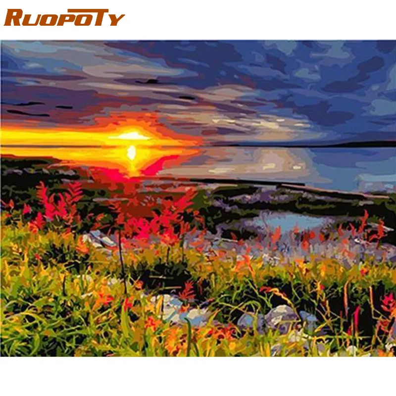 Ruopoty рамка Лебедь животные DIY картина по номерам Настенная картина акриловая холст картина для свадебного украшения Прямая - Цвет: 1745