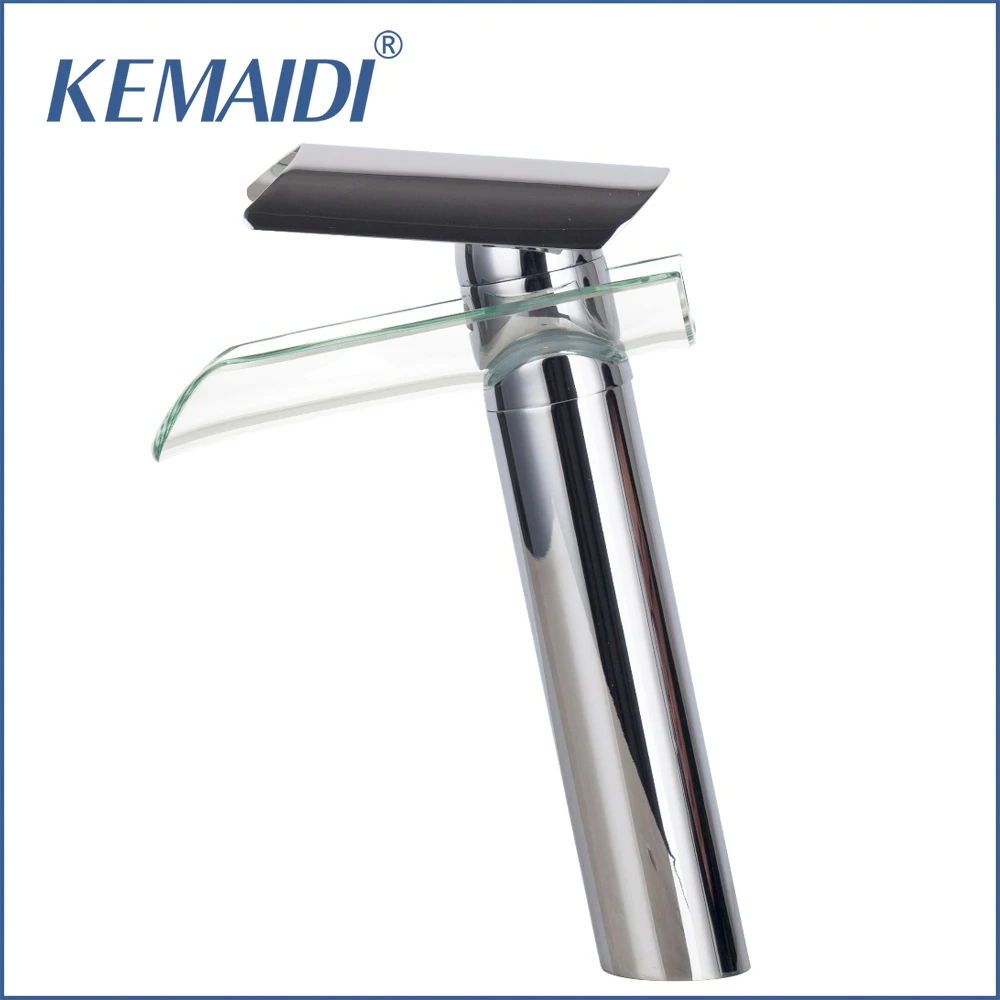 Смеситель со стеклянным водопадом KEMAIDI кран для ванной комнаты с хромированной