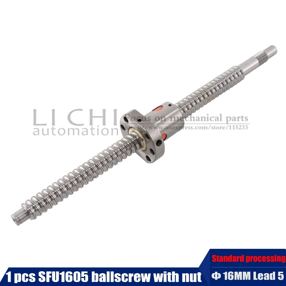 SFU1605 200 250 300 350 400 450 500 550 600 650 мм шариковый винт с фланцем, гайка BK/BF12 конец механической обработке CNC