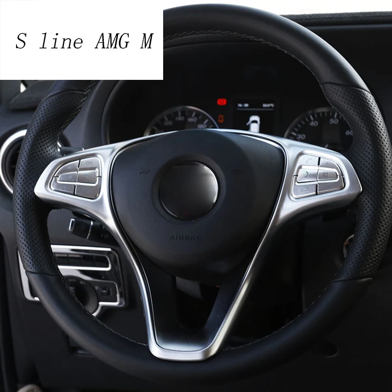 

Car Styling Steering Wheel Button Frame Decoration Cover Sticlers Trim for Mercedes Benz C class W205 E class W213 GLC X253 Auto