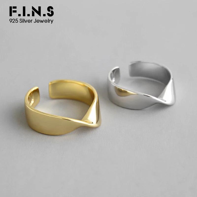 F.I.N.S дизайн 925 пробы серебряные кольца для женщин Mobius твист открытие палец кольца двухцветные женские кольца 925 ювелирные изделия
