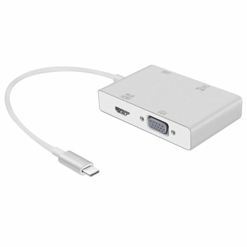4 в 1 Тип C папа к Hdmi Vga Dvi Usb 3 0 Женский адаптер конвертер Поддержка K 1080 P для Macbook Google
