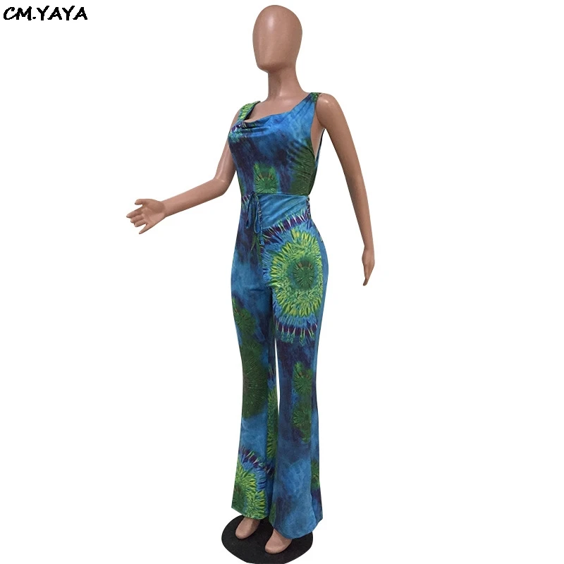 Женский комбинезон без рукавов Летний с принтом пейсли открытой спиной и