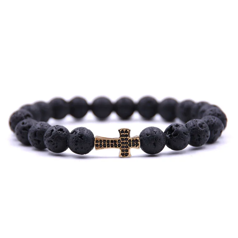 Мужской браслет с перекрестными бусинами Натуральная Зеленая сосна Лав 8 мм