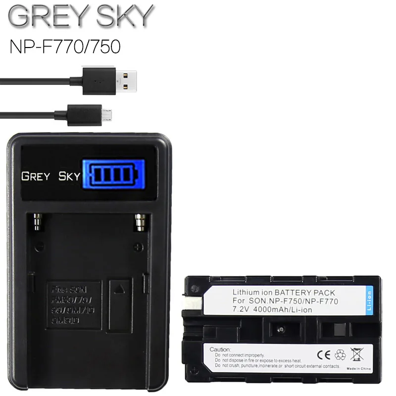 Комплект из 2 предметов 4000 мА/ч, NP-F770 NP-F750 NP F770 np f750 NPF770 750 батареи+ ЖК-дисплей USB Зарядное устройство для sony NP-F550 NP-F770 NP-F750 F960 F970