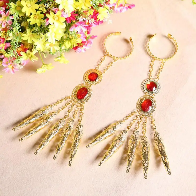 

Children Dance Costume Bracelet Gold Avalokitesvara Nails Rginestone Fingertips Finger Decoration tb105