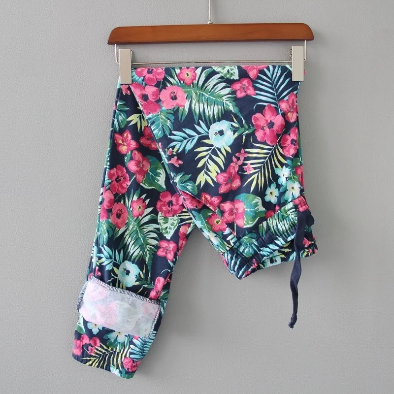 Модные весенне осенние женские камуфляжные штаны с цветочным принтом хлопковые