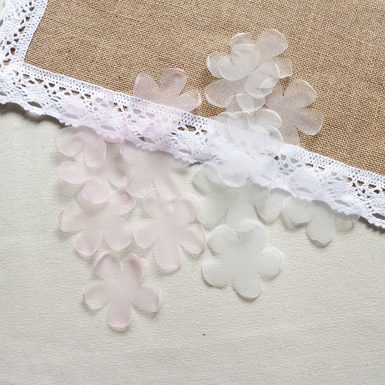 100 шт./лот розовая белая кружевная отделка нашивка ткань свадебное платье цветы