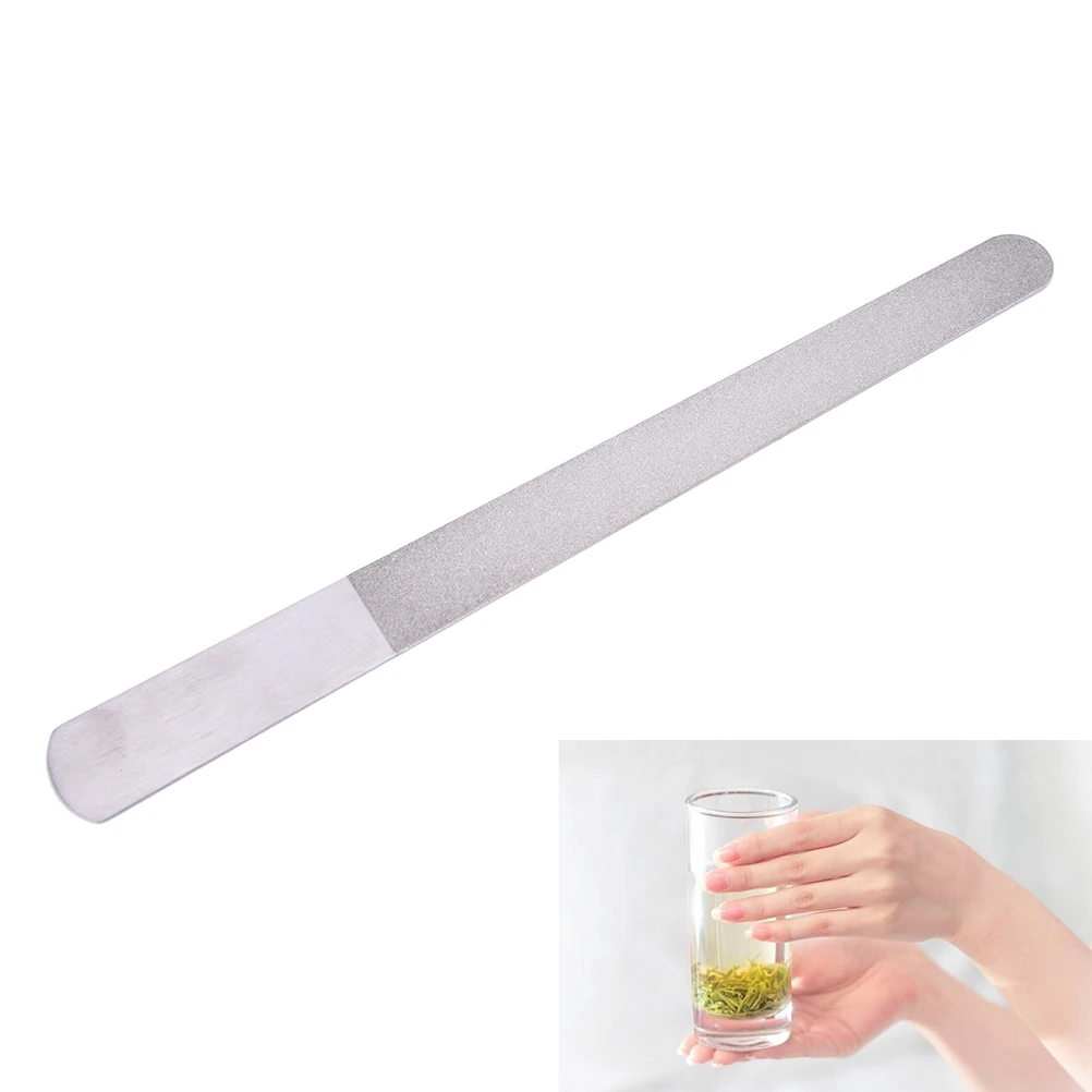 

1PC Dual Sided Stainless Nail File Metal Grinding Rod Scrub Nail Art File Manicure Pedicure Tool 17.6*0.9cm