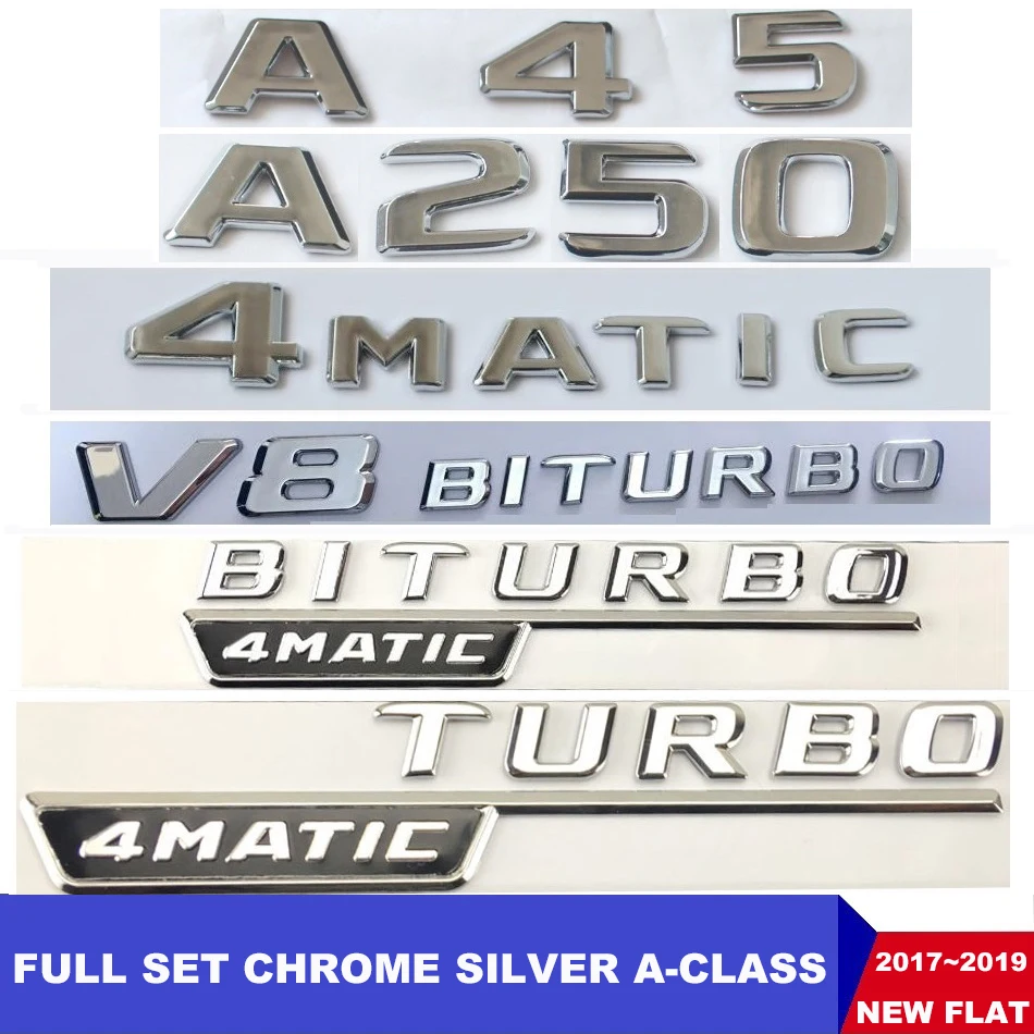 Новые плоские хромированные W176 W177 эмблемы наклейки A45 A180 A200 A250 Авто буквы