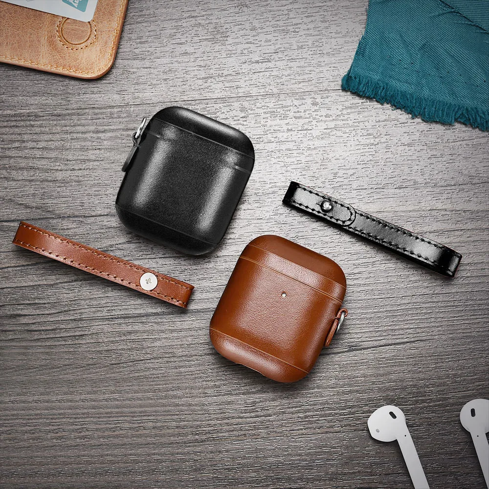 Кожаный чехол для Apple Airpods 2 Airpods 1 защитный чехол винтажный дизайн для наушников кожаный чехол светодиодный светильник