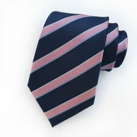 2018 new man ties striped necktie silk jacquard 8 cm grid tie business navy tie wedding ties man