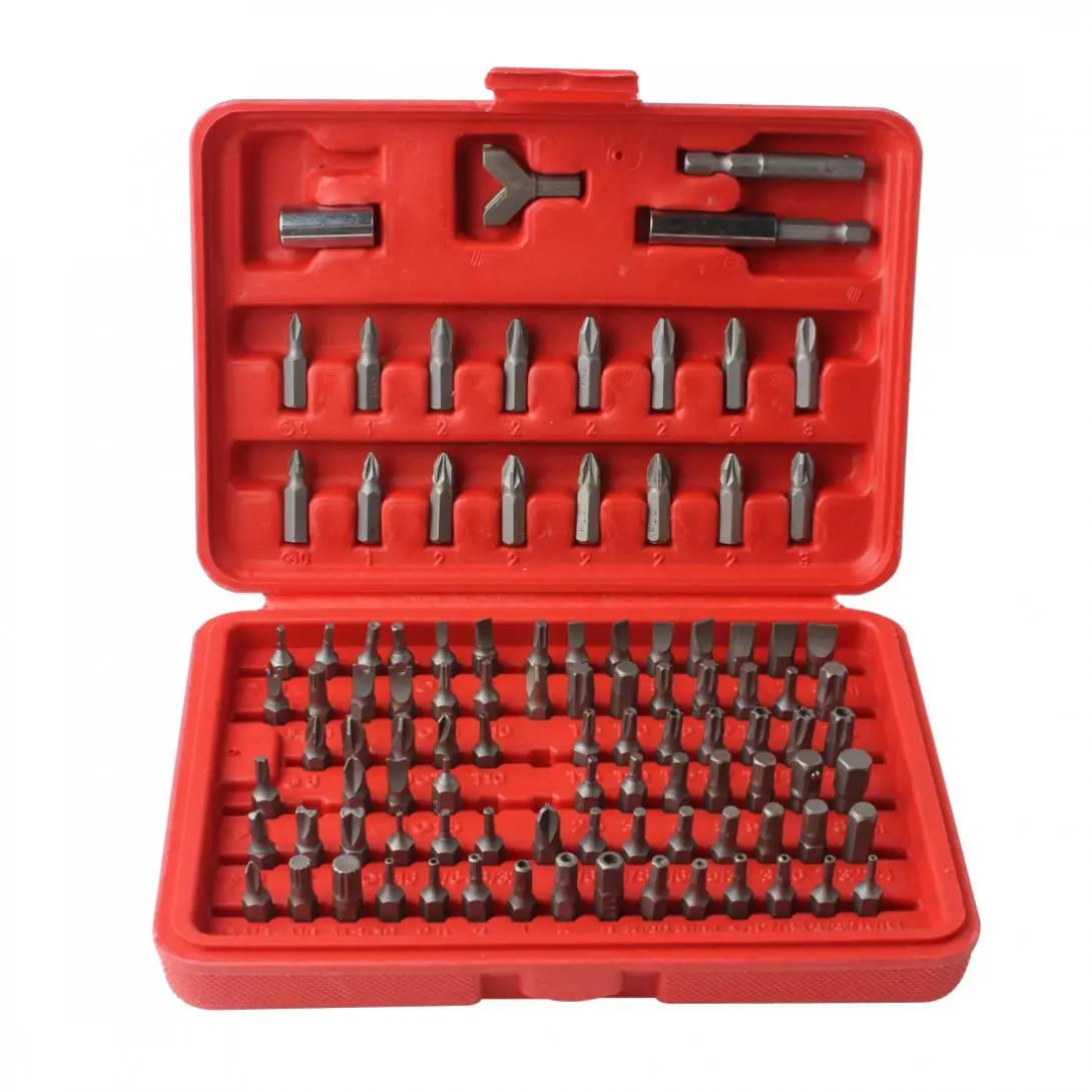 

100 шт./лот хром-ванадиевая CR-V сталь отвертка безопасности Tamperproof Torx Набор шестигранных бит с чехлом
