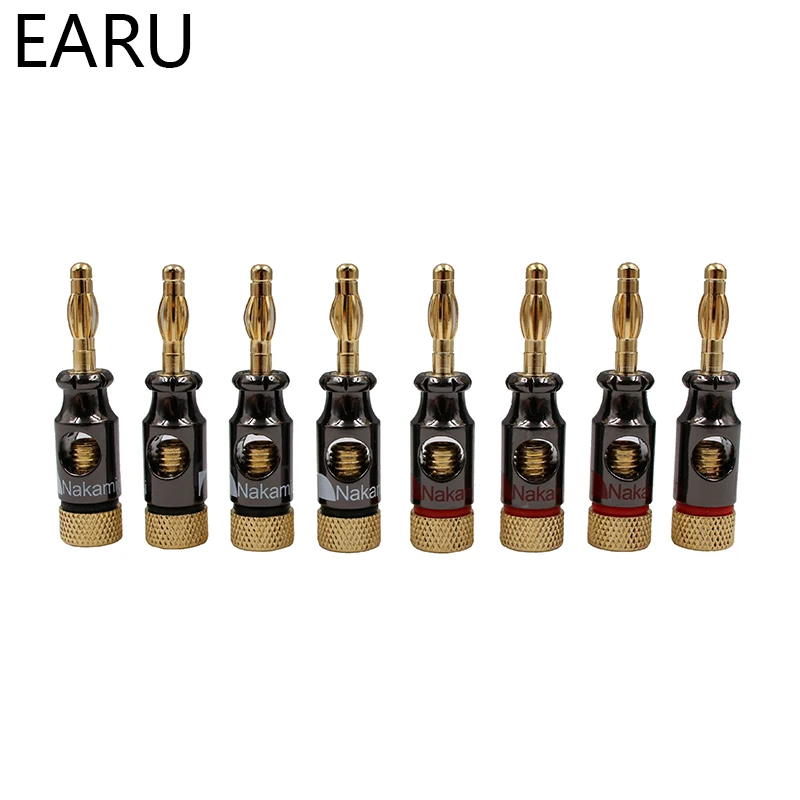 

8Pcs Nakamichi 4mm Banana Plug Spiral Type 24K Gold Screw Stereo Speaker Audio Copper Terminal Adapter Electronic Connector