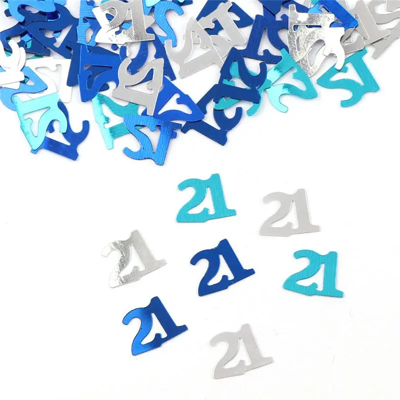21 blue 15 г леди MenNumber цифровой 16 18 30 60 YearsOld посыпать металлик конфетти стол разброс взрослых Happy День рождения украшения - Цвет: 21 blue