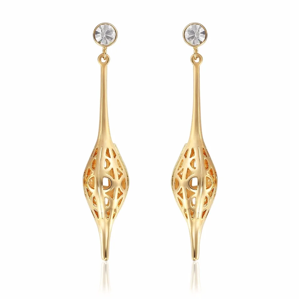 Новый дизайн висячие серьги в виде флакона желтого и золотого цвета с вырезами