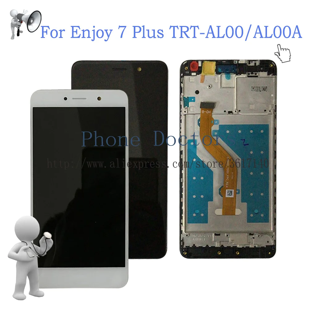 

New 5.5'' Full LCD DIsplay + Touch Screen Digitizer Assembly + Frame Cover For Huawei Enjoy 7 Plus TRT-AL00 / TRT-AL00A Tracking