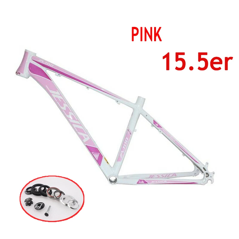 White Pink-15.5in Рама для горного велосипеда MTB 15," 17", алюминиевая рама для горного велосипеда, прямая оголовье, диск 44 мм, Ультралегкая гарнитура 26er, рама - Цвет: White Pink-15.5in