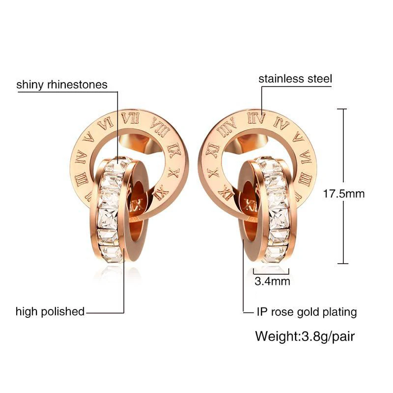Новые брендовые модные серьги с золотыми римскими цифрами циркониевые Женские