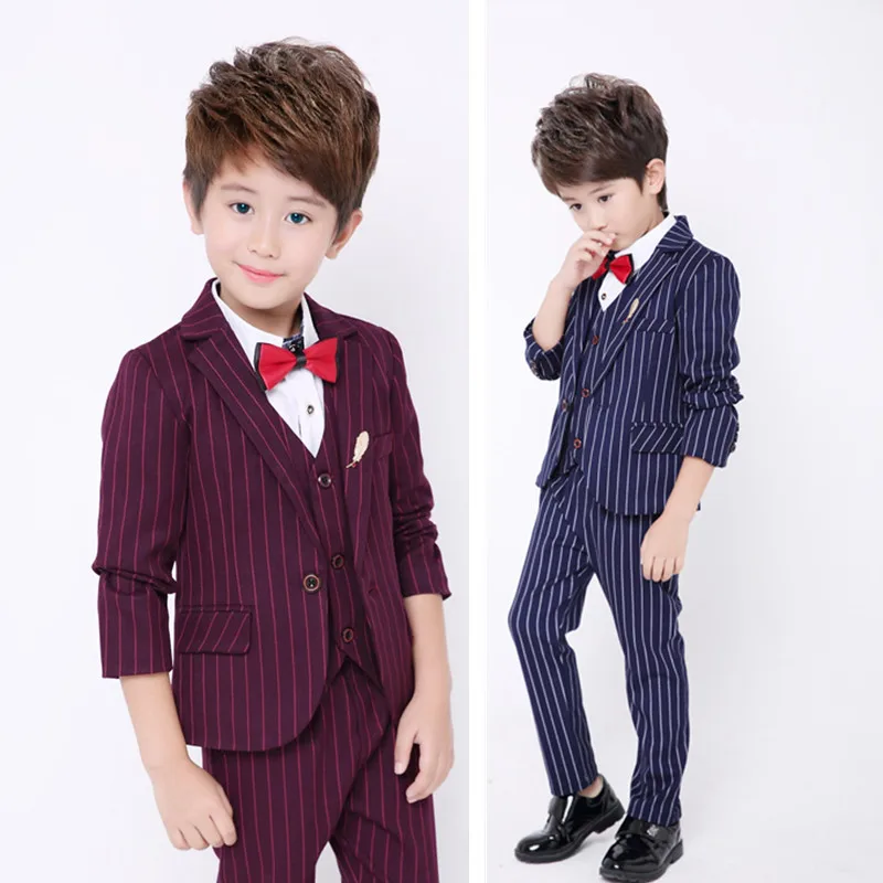 Flower Boys Wedding Suit Blazer+Shirt+Vest+Pants+Tie 5Pcs School for Formal Party Dress Performance Costume N56 | Детская одежда и
