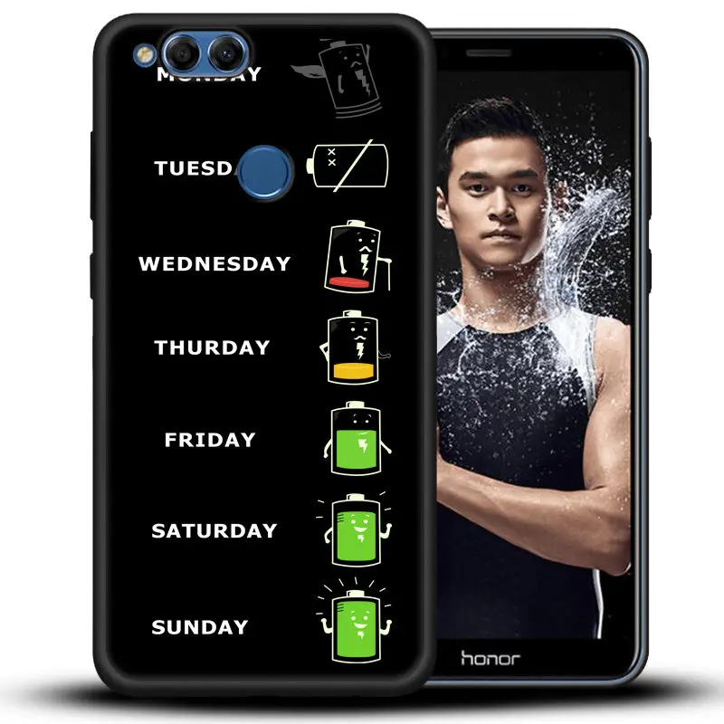 Мягкий ТПУ чехол для Huawei Honor 7X полностью защитный силиконовый черный телефона Fundas