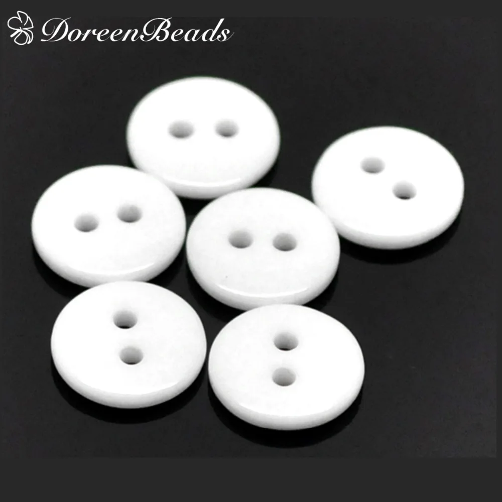 DoreenBeads полимерная пуговица для шитья Скрапбукинг Круглый Белый 2 отверстия 11 0 мм