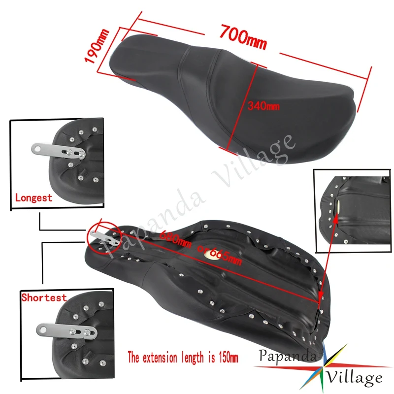 Гладкие чехлы для сидений двух человек черные Harley Touring