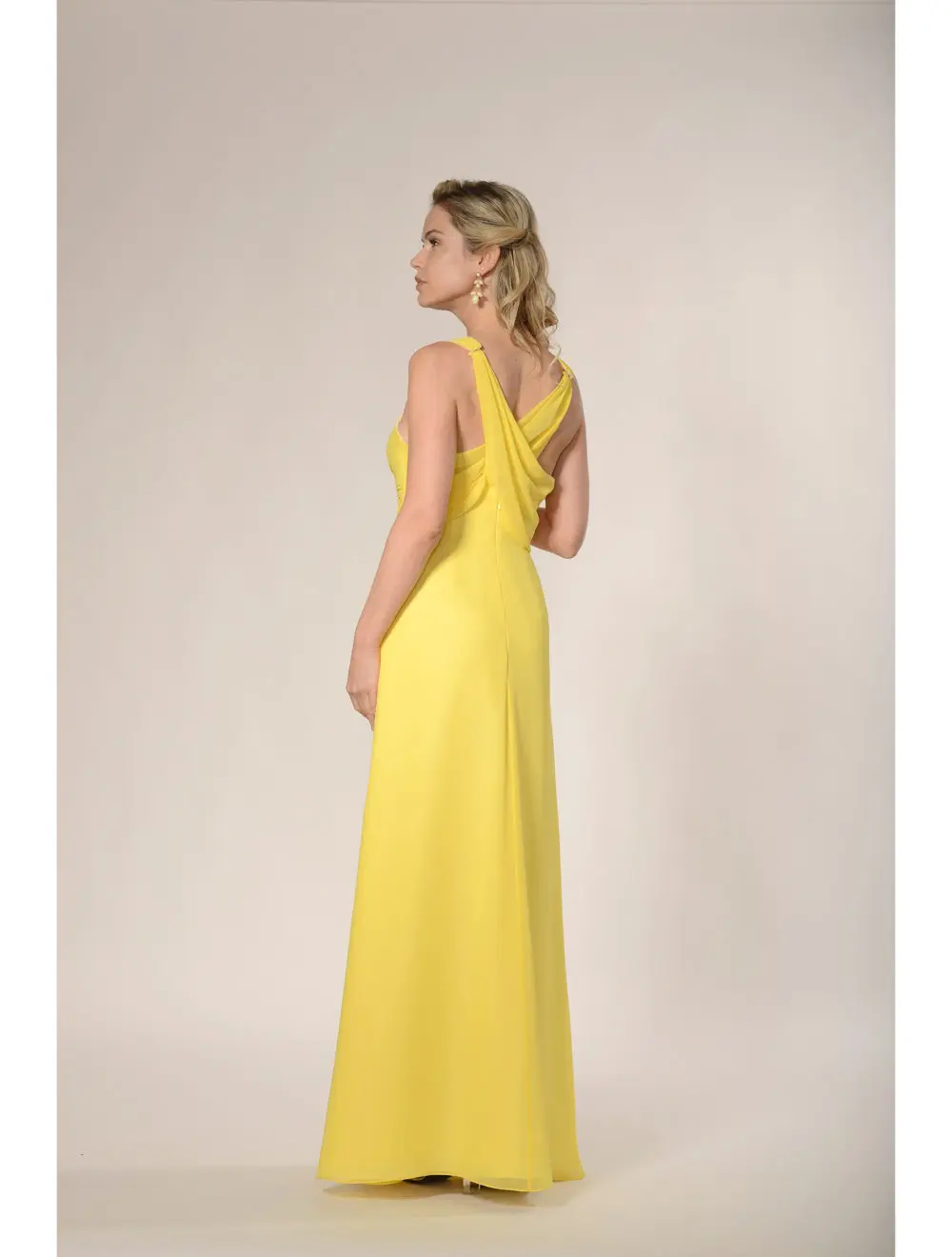 Женское длинное пляжное платье для подружки невесты элегантное желтое шифоновое