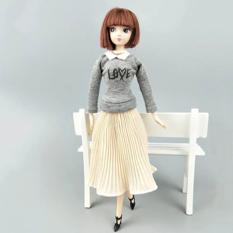 3 компл./лот модная кукольная одежда блузки и шифоновая плиссированная миди юбка