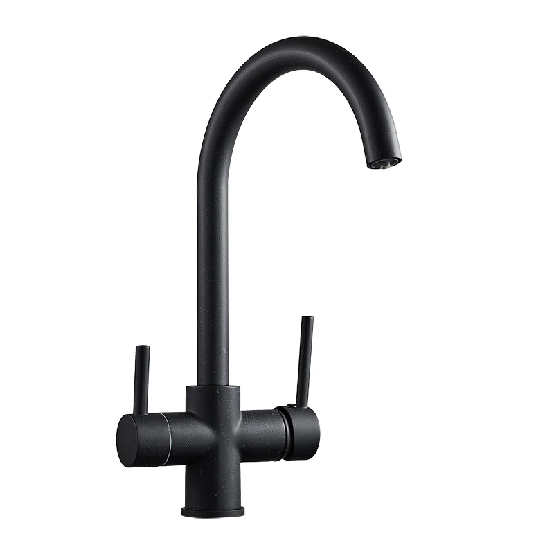black with dot Никелевый кухонный кран с Direct drink-прямой напиток кран двойной Носик Поворотный ручной душ кухонный смеситель кран горячий холодный кухонный кран - Цвет: black with dot