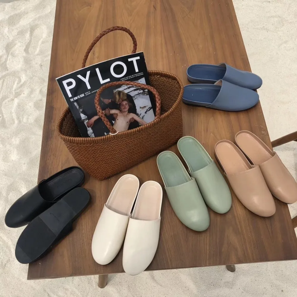 Нескользящие пляжные сланцы женская обувь удобные тапочки с круглым носком на