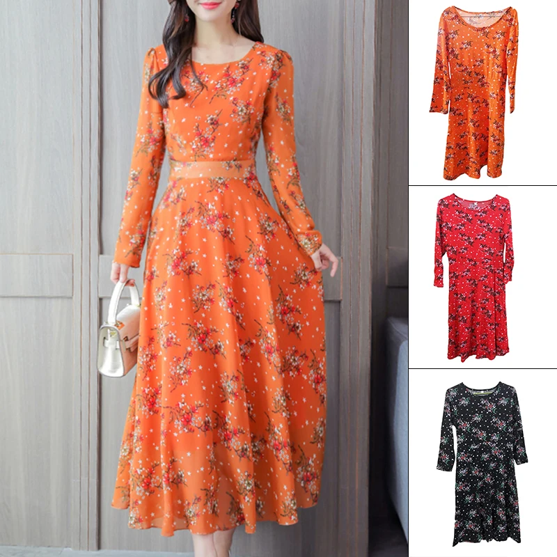 Женское платье с круглым вырезом и цветочным принтом богемное пляжное