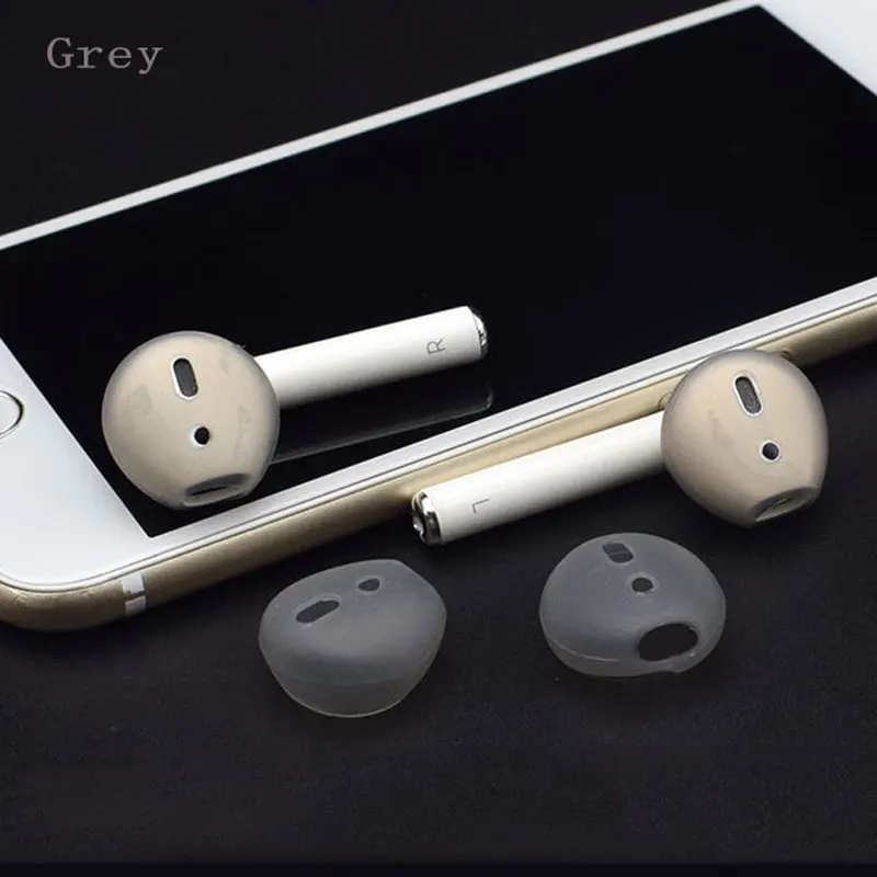 gray Высокое качество силикона для Airpods двойной беспроводной Bluetooth для iphone 7 7plus i7s i8 TWS i9 i9s наушники ушные колпачки чехол амбушюры - Цвет: gray