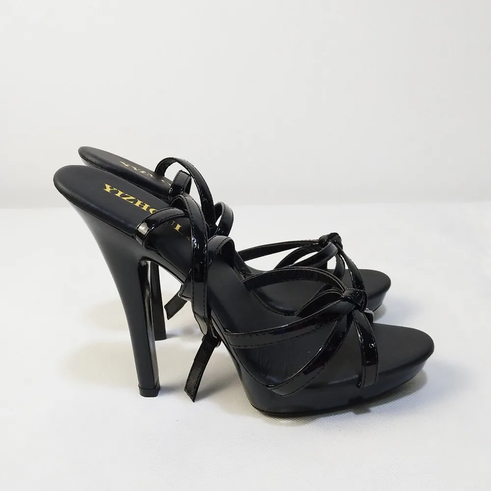 13 cm sexy sexy women's open-toe sandals, painted black classic stiletto platform sandals